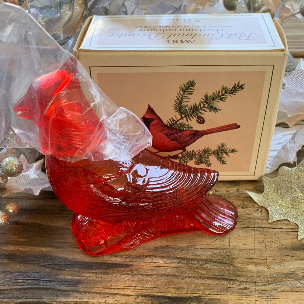 Vintage Avon Red Holiday Cardinal Decantur